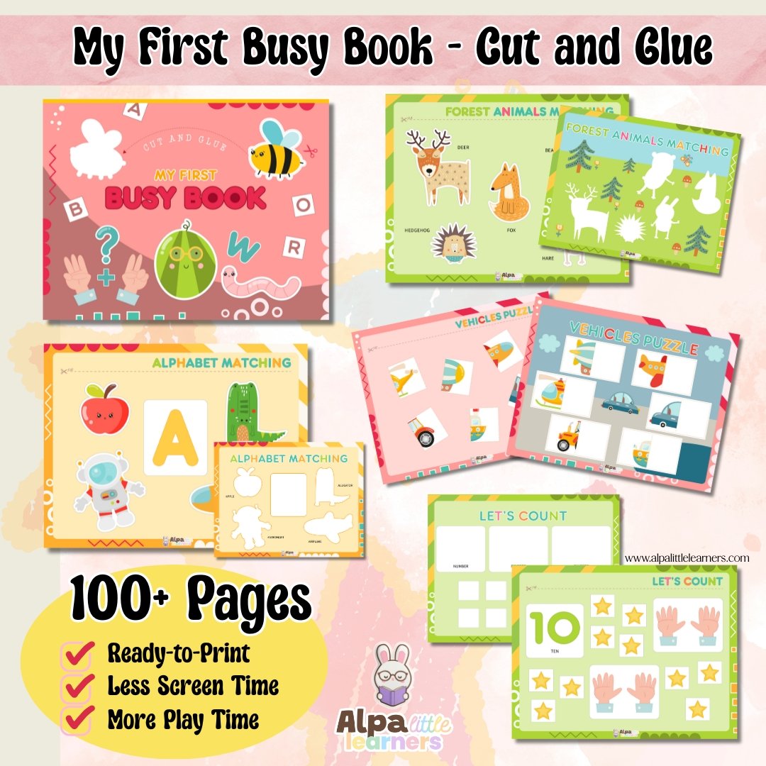 My First Busy Book – Cut and Glue Edition (100+ Printable Pages - PDF) - Image 2