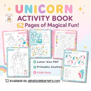 Unicorn Activity Book – 62 Printable Pages for Ages 5 to 8 (Letter Size PDF)